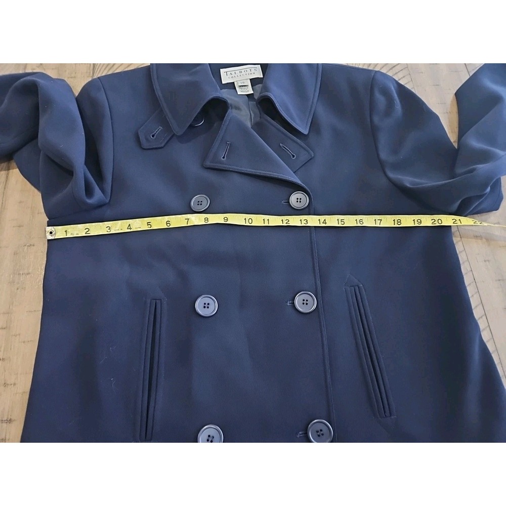 Vintage Talbots Jacket Peacoat 10 Navy Worsted Wool Double Breasted Classic Chic - Picture 6 of 8